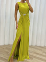 Crimp Slits Parties Maxi Dresses