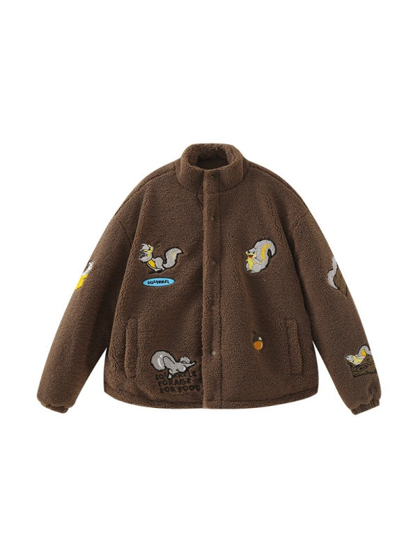 Veste coupe-vent à col montant et imprimé écureuil