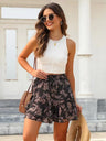 Floral Pleated Short Skirt