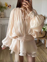 Two-piece Set Of Puff Sleeve Ruffle Skirt
