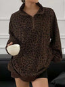 Half-zip Pullover Leopard Sweatshirt