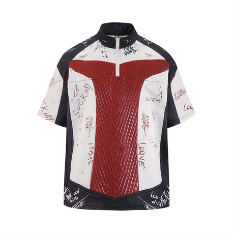 Letter Graffiti Color-blocked Loose-fit T-shirts