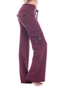 Elastic Waist Buttons Pocket Yoga Pants