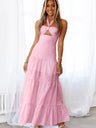 Liber Summer Women's Ruffle Solid Color Maxi Dresses