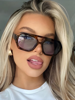 Double-bridge Irregular Leopard Print Sunglasses