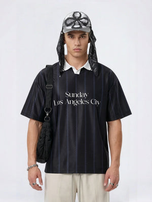 Retro Stripes Color-blocked Polo Shirt