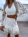 Floral Openwork Lace Fashion Embroidery 2-piece Sets