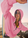 Women's Autumn/Winter Solid Color Half-Zip Long-Sleeve Kangaroo Pocket Hooded Sweatshirt
