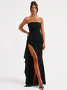 One-shoulder Collar Tube Top Sexy Backless High Fork Maxi Dresses