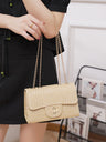 Solid Color Straw Crossbody Bag For Vacation