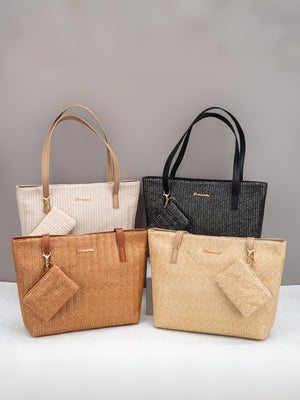 Solid Color Vacation Straw Tote Bag