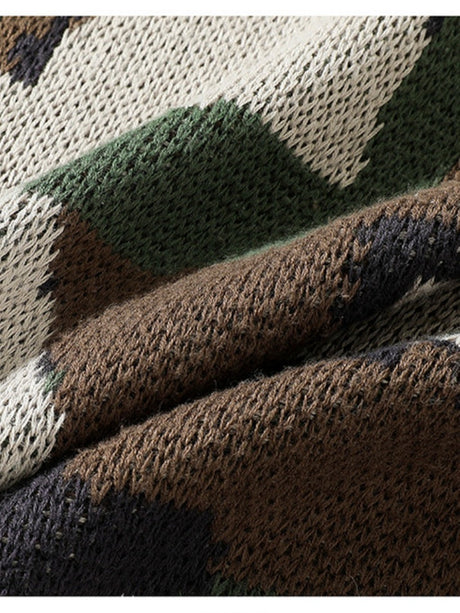 Retro Camouflage Crew Neck Sweaters