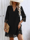 Burning Flowers Hollow Half Sleeves Mini&Short Dresses