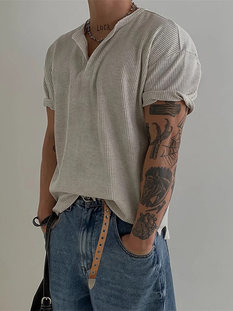 Henry Collar Simplicity Lightweight Breathable T-shirts