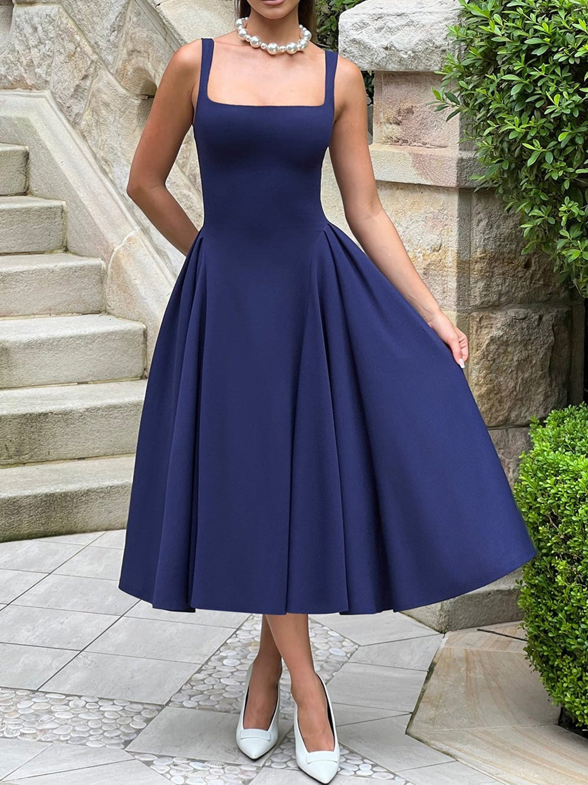 Grace Solid Color Suspenders Maxi Dresses