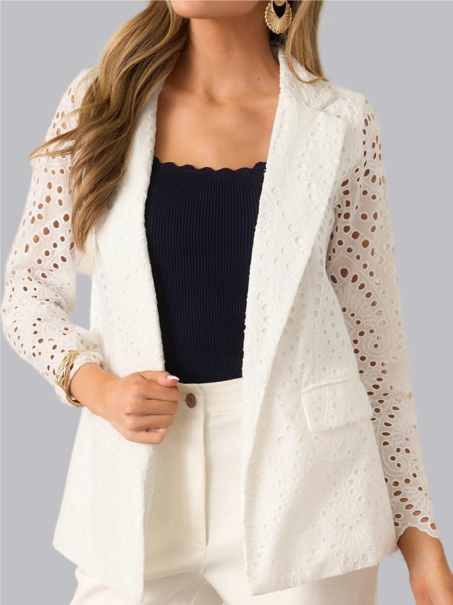 Embroidery Hollow Lapel Business Blazers