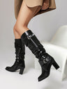 Stackable Mid-calf Women's Boots With Side Zipper Buckle