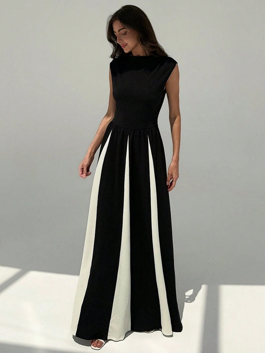 Color-blocked Splicing Parties Maxi Dresses