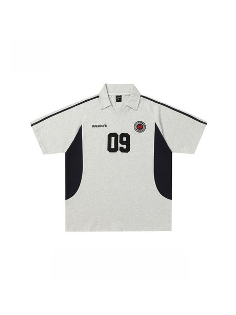 Embroidery Academic Style Patchwork POLO Shirt