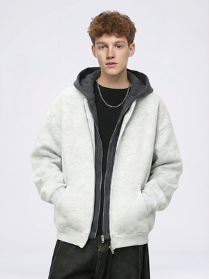 【EXPÉDITION NORMALE】Manteau à capuche à superposition color-block