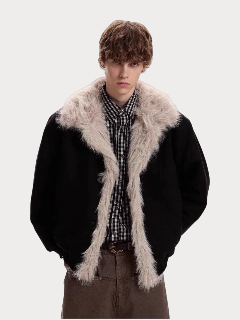 Deconstruction Fur Collar Keep Warm Thickening Jackets