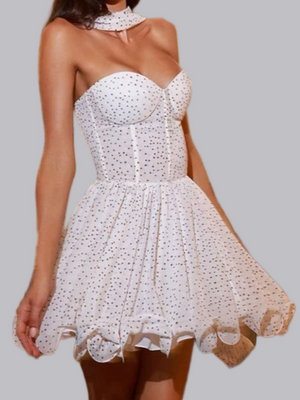 Liber Women's Painting Polka Dots Mini Dresses Christmas Dress