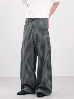 Old Money Style Pleated Plaid Dress Pants Pants