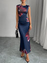 Floral Printed Sleeveless Hip Maxi Dresses