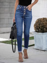 Multi-button Blue Stretch Skinny Jeans