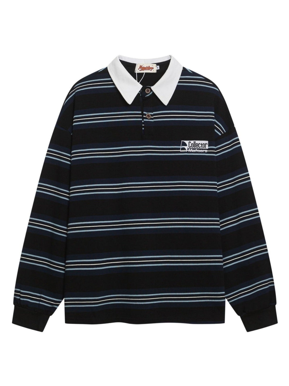Navy Blue Striped Polo Shirts