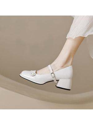 Liber Spring and Autumn Pearl Women's Mary Jane Shoes