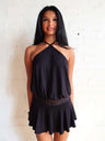 Lace Patchwork Halter Neck And Backless Mini&Short Dresses