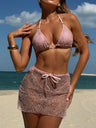 Mesh Sexy Strappy Swimsuit Bikini Three-Piece Set