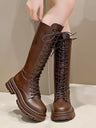 Retro Lace-up Riding Boots For Women