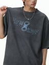 Imitation Suede Color-blocked Printed Loose-fit T-shirts