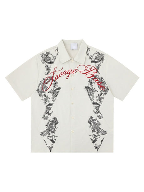 Retro Cashew Flowers Pattern Printed Loose-fit Shirts