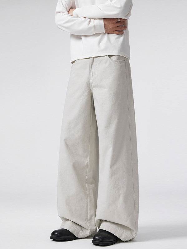 A-shaped Twill Cotton Cleanfit Wide-leg All-match Pants