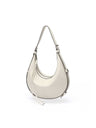 A Small, Sleek Hobo Bag In Vegetable-tanned Top-grain Cowhide, Perfect For Crossbody Or Commuting, Featuring A Summery Crescent Shape, Suitable For Women's Shoulder Or Underarm Wear.