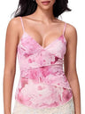 Printed Color Blocking Mesh Splicing Tank Tops&Camis