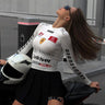 Street Style Cool Biker Style Letter Print Top