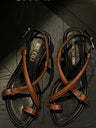 BIUCILI "Wu Qianyu's Style" Original Design French Resort Woven Open-Toe Mid-Heel Flip-Flops For Women