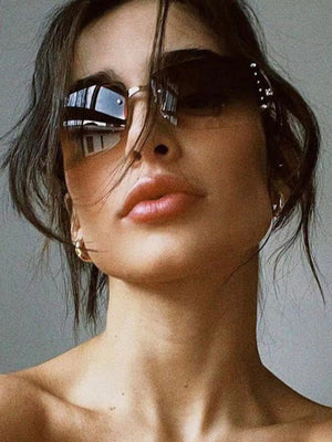 Lunettes de soleil sans monture personnalisées incrustées de strass