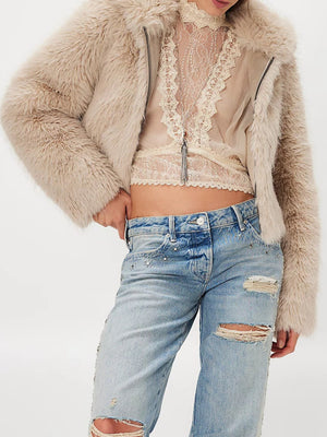 Hooded Zipper Plush Long-Sleeved Coat For Autumn And Winter