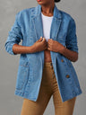 Lapel Buttons Denim Jacket Blazers