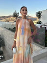 Halter Neck Elegant Off-shoulder Double-layered Loose Long Dress