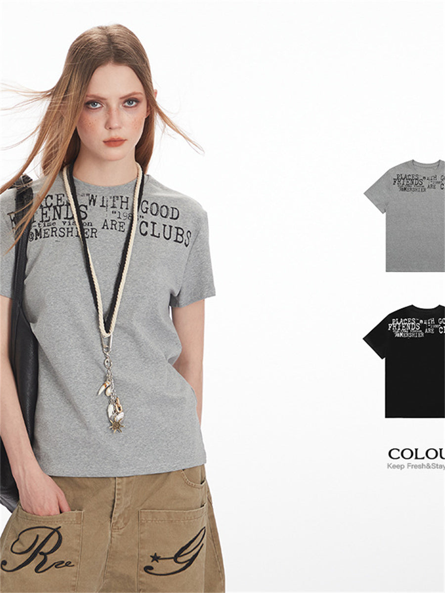 Liber Summer Women's Printed Letter T-shirts