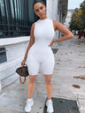 Slim-fit Round Neck Sleeveless Jumpsuit Shorts