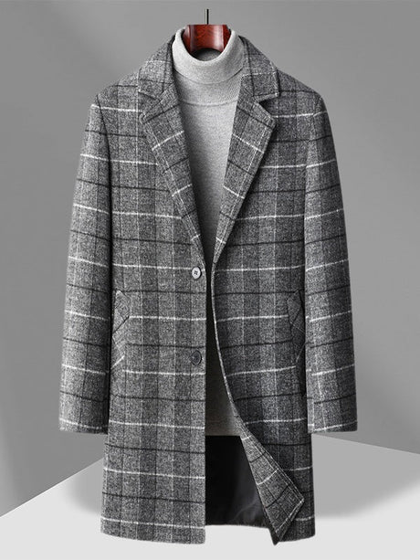 Mid-length Leisure Plaid Cotton Thickening Wool Coat