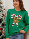 Christmas Bow Sequins Color Blocking Sweaters