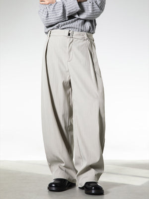 Micro-wrinkle Skin Adjustable Belt Straight-fit Dress Pants